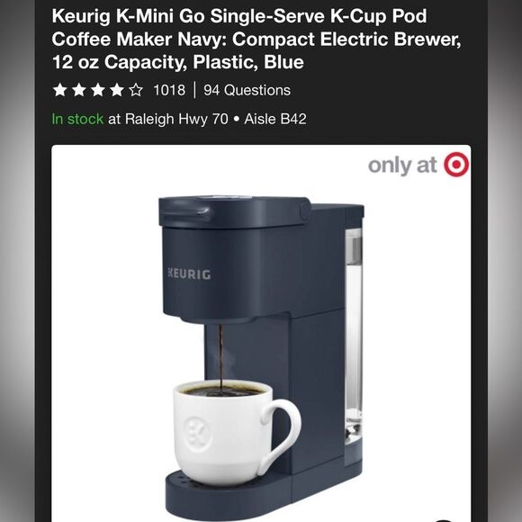 NEW Navy Special Edition Keurig K-Mini Compact Single-Serve Coffee Maker - Picture 1 of 4